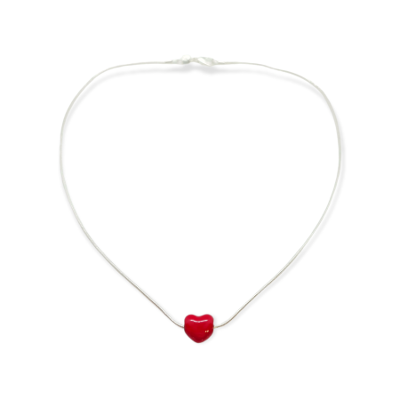 Necklace with silver 925 red heart1